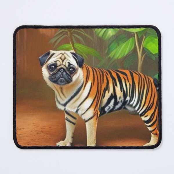 Item preview, Tiger Pug. Tropical Pug. Pug in the jungle. Rainforest Pug. Jungle Pug designed and sold by Doggymadness.