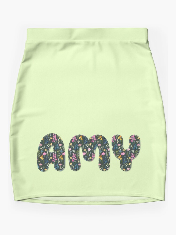 Amy name, Amy go green! Mini Skirt for Sale by Danylo Mikhnievych