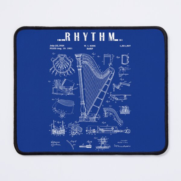 Aperçu de l'œuvre harpiste harpe Vintage brevet art dessin impression - harpiste harpe bluprint impression idée cadeau créée et vendue par ismdesigner.