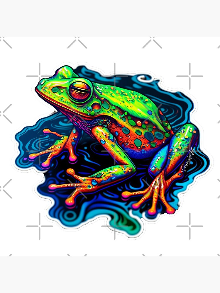 Peace Frogs Small Neon Frog Sticker, Stickers: Peace Frogs