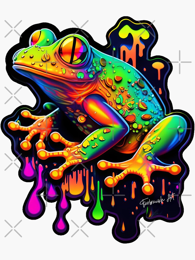 Peace Frogs Small Neon Frog Sticker