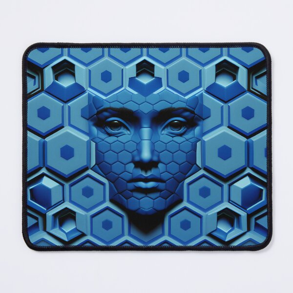 Item preview, Blue Hexagon Face Repeating Pattern designed and sold by chamlogic.