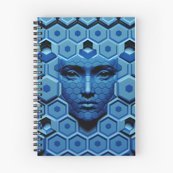 Item preview, Blue Hexagon Face Repeating Pattern designed and sold by chamlogic.