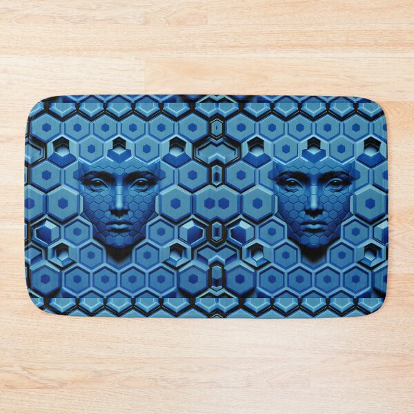 Item preview, Blue Hexagon Face Repeating Pattern designed and sold by chamlogic.