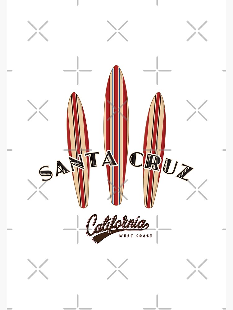 Santa Cruz California with three Surfboards Logo Sticker Lite