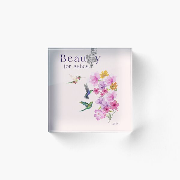 Artikelvorschau, Kolibris und Blumen, Kreuz in Asche – Schönheit für Asche – Jesaja 61 Positiver Vers entworfen und verkauft von Ceramic Scripture.