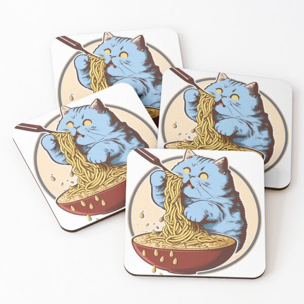 Item preview, cat eating spaghetti, humorous designed and sold by Benjamin Christopher.