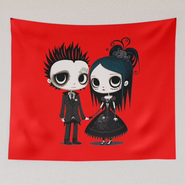 Item preview, Cartoon goth couple designed and sold by Simone Davino.
