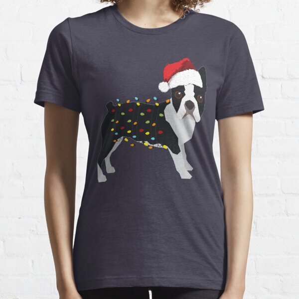 Boston Terrier Holiday Christmas Lights Essential T-Shirt