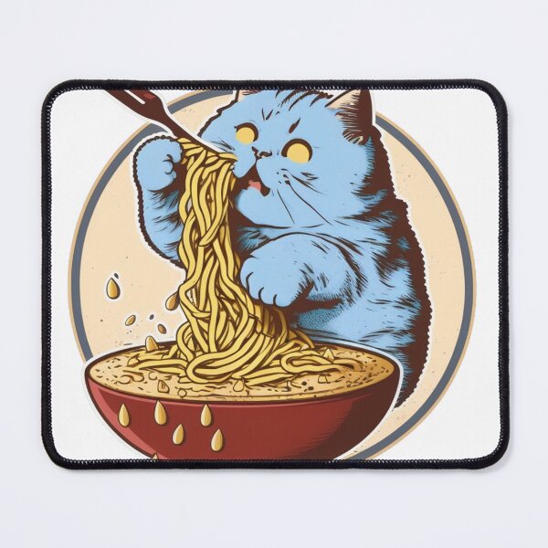 Item preview, cat eating spaghetti, humorous designed and sold by Benjamin Christopher.