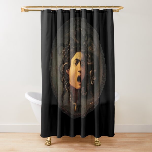 Goth Shower Curtain,Dark Ankh Gothic Occult Egyptian Cross Skull Skeleton Bathroom  Curtains,Waterproof Fabric Bathtub