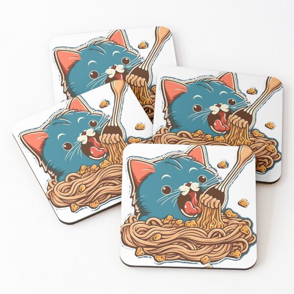 Item preview, cat eating spaghetti, charming designed and sold by Benjamin Christopher.