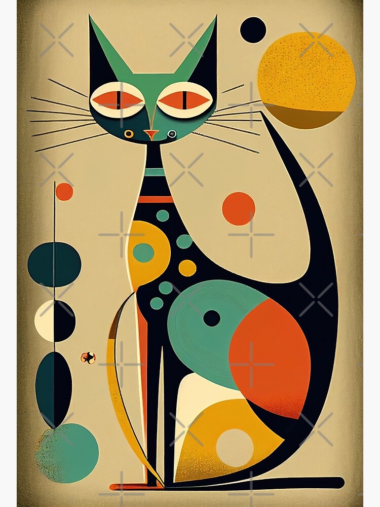 Mid Century Cat 18 Abstract Art Print Painting Wall Decor | Photographic  Print