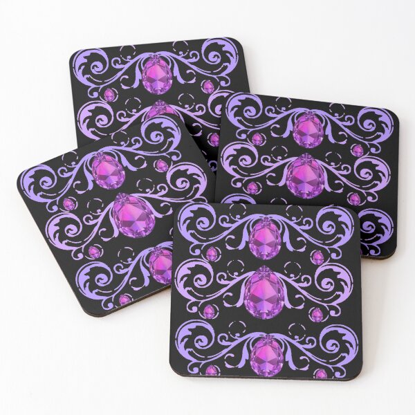 Item preview, PURPLE  AMETHYST FEBRUARY BIRTHSTONE PATTERN BLACK ART designed and sold by sharlesart.