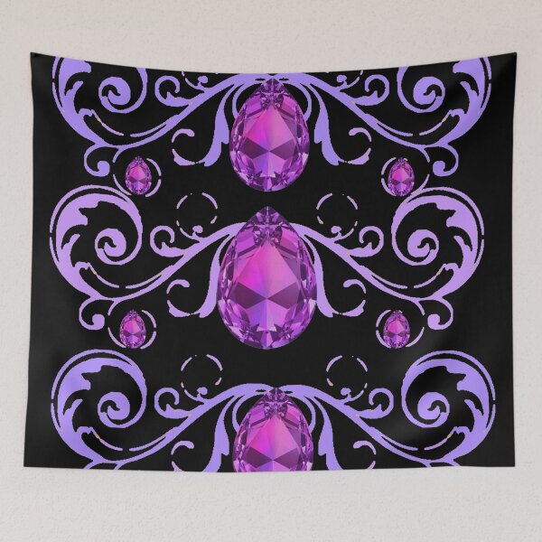 Item preview, PURPLE  AMETHYST FEBRUARY BIRTHSTONE PATTERN BLACK ART designed and sold by sharlesart.