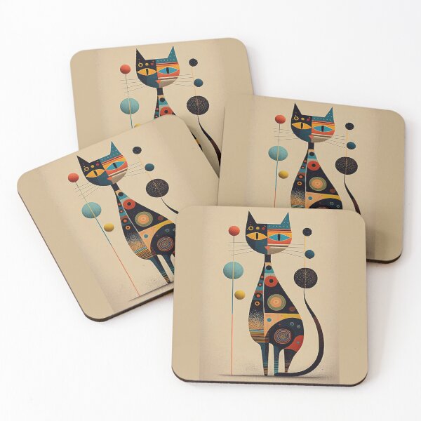 Item preview, Mid Century Cat 20 Abstract Art Print Painting Wall Decor designed and sold by winterkitty88.