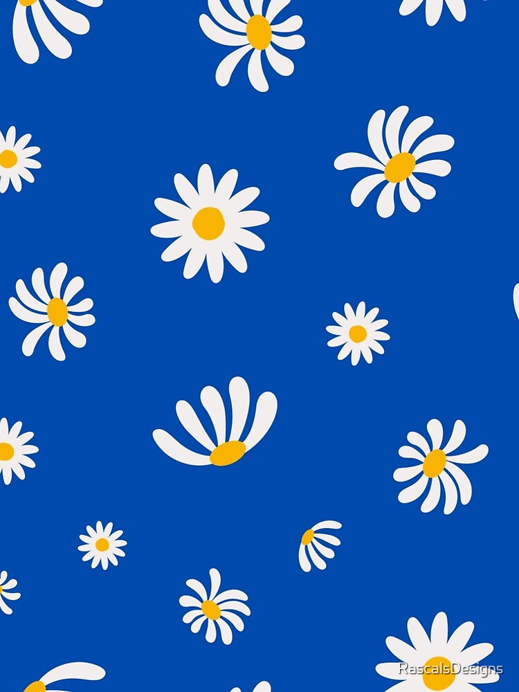 Imagen 5 de 5, Vestido acampanado con la obra DAISIES ON BLUE , diseñada y vendida por RascalsDesigns.
