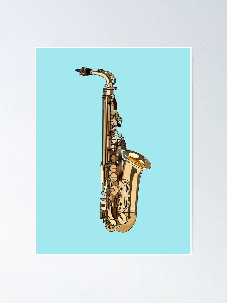 Poster Anatomie Saxophone 15,2x20,3 Cm - Métal, Tableau De Doigté, Décoration Murale Musique