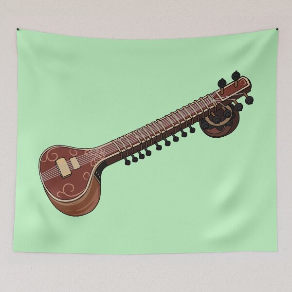 Item preview, Sitar cartoon illustration designed and sold by Misscartoon.