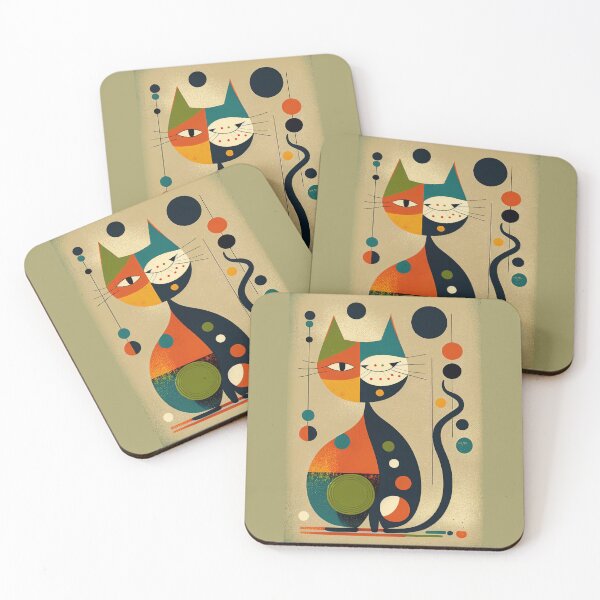 Item preview, Mid Century Cat 21 Abstract Art Print Painting Wall Decor designed and sold by winterkitty88.