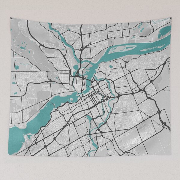 Artikelvorschau, Ottawa ON / Gatineau QC Kanada Karte – Minimaler Stil mit Straßen entworfen und verkauft von wxnw-designs.
