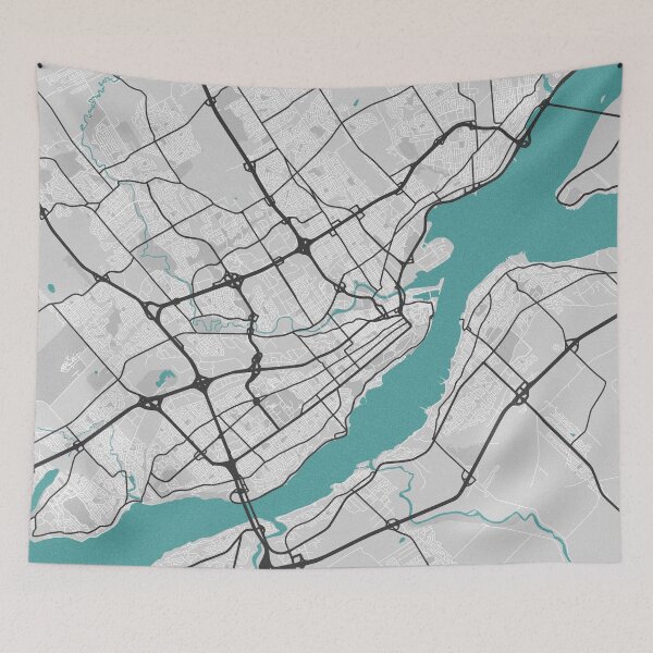 Item preview, Quebec City QC Canada Map - Minimal Style w/ Roads designed and sold by wxnw-designs.