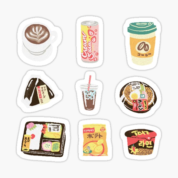 Cartoon Food Drinks Snack Food Stickers Pack #1 of 3 Journals