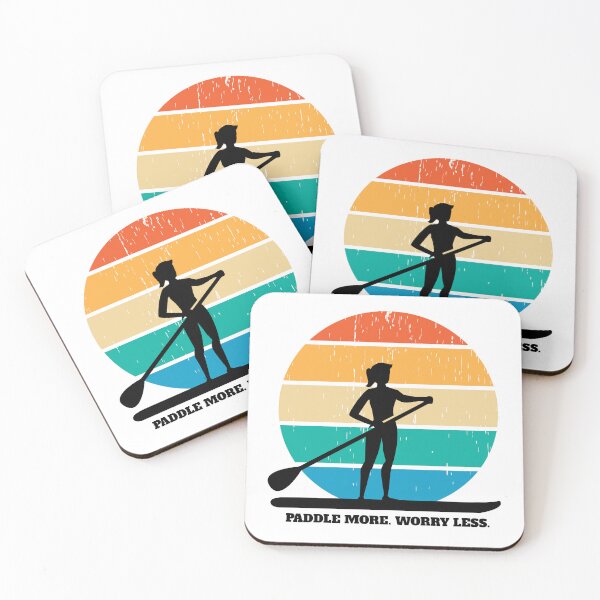 Item preview, Paddle More Worry Less Stand Up Paddle Board Saying - Girl designed and sold by BlueSkyTheory.