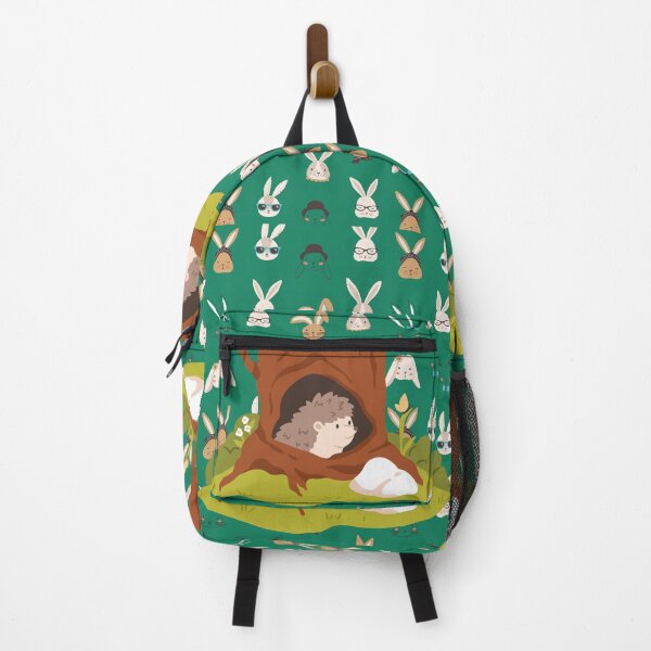 Item preview, a cartoon hedgehog in a tree hole with rabbits head background designed and sold by MerryCrown.