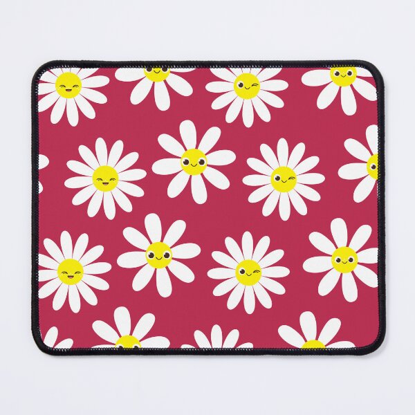 Item preview, Cute Happy Face Daisies on Viva Magenta Seamless Pattern Print designed and sold by ClaudiaFlores.