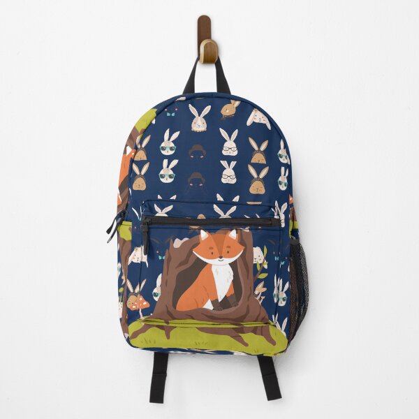 Item preview, a cartoon fox in a tree hole with rabbits head background designed and sold by MerryCrown.