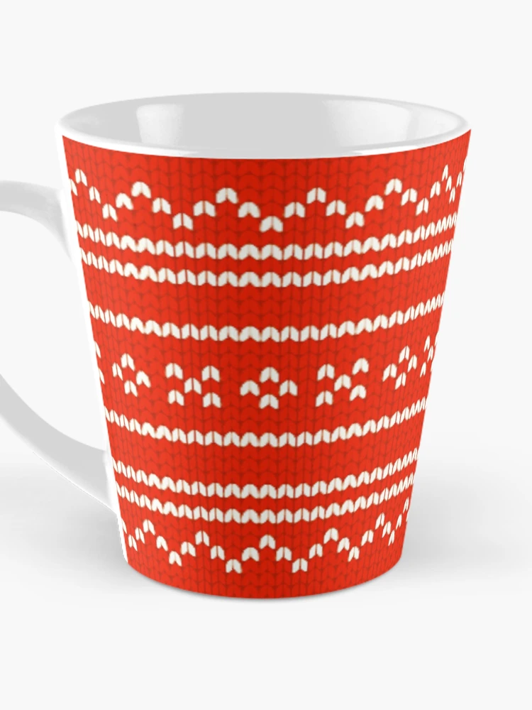Thumbnail 3 of 4, Coffee Mug, Knitting Pattern In Red designed and sold by Patternawy.
