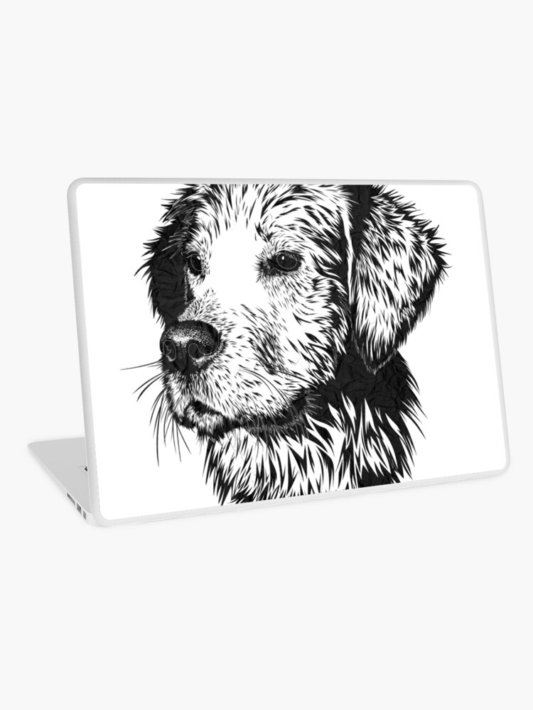 Golden Retriever Puppy Dog Portrait In Black And White Laptop