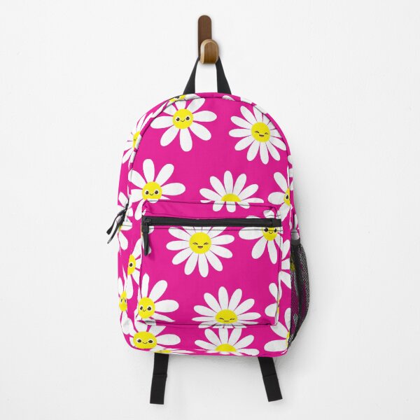Item preview,  Cute Happy Face Daisies on Hot Pink Seamless Pattern  designed and sold by ClaudiaFlores.
