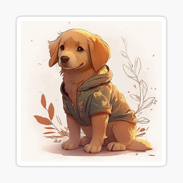 Cute Anime Golden Retriever Greeting Card for Sale by LinearDimension   Redbubble