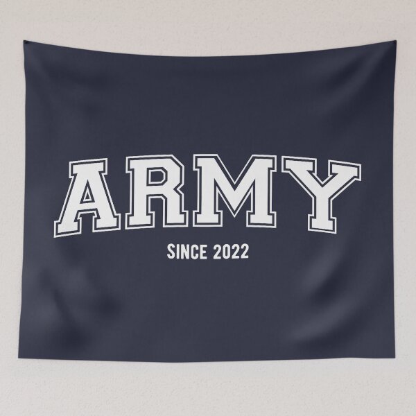 Item preview, BTS Bangtan ARMY since 2022 varsity college text | Morcaworks designed and sold by Morcawork.