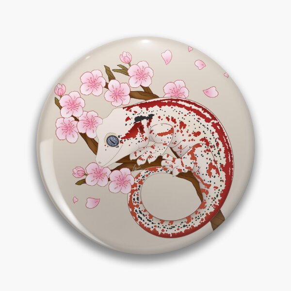 Item preview, Red Stripe Gargoyle Gecko With Sakura Flowers II designed and sold by anacecilia.
