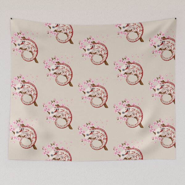 Item preview, Red Stripe Gargoyle Gecko With Sakura Flowers II designed and sold by anacecilia.