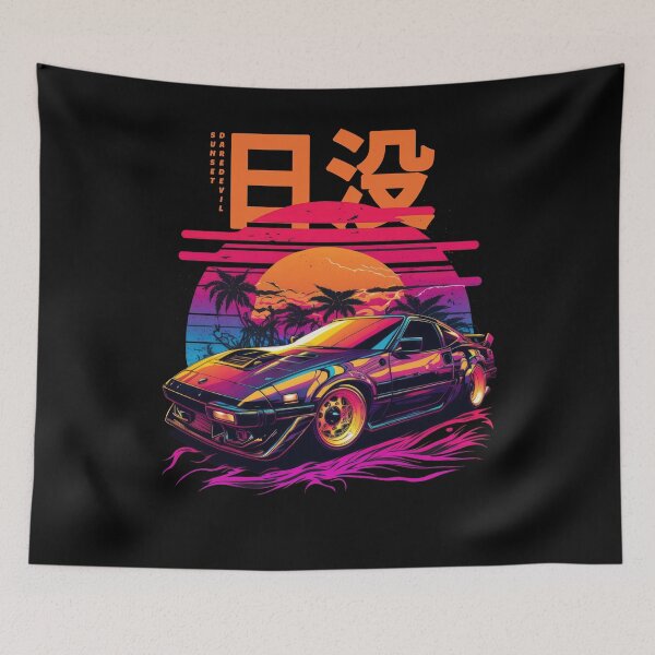 Item preview, Sunset Dare Devil Sports Car Synthwave Japanese  designed and sold by SamuraiSwords.