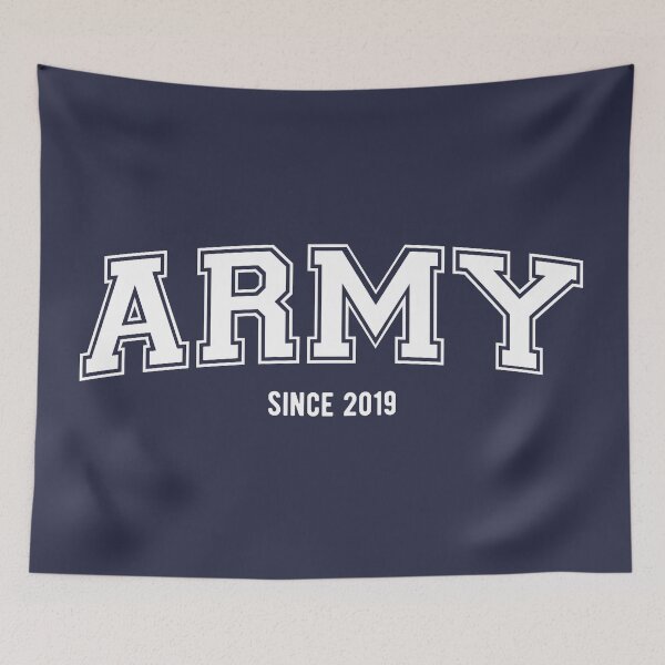 Item preview, BTS Bangtan ARMY since 2019 varsity college text | Morcaworks designed and sold by Morcawork.