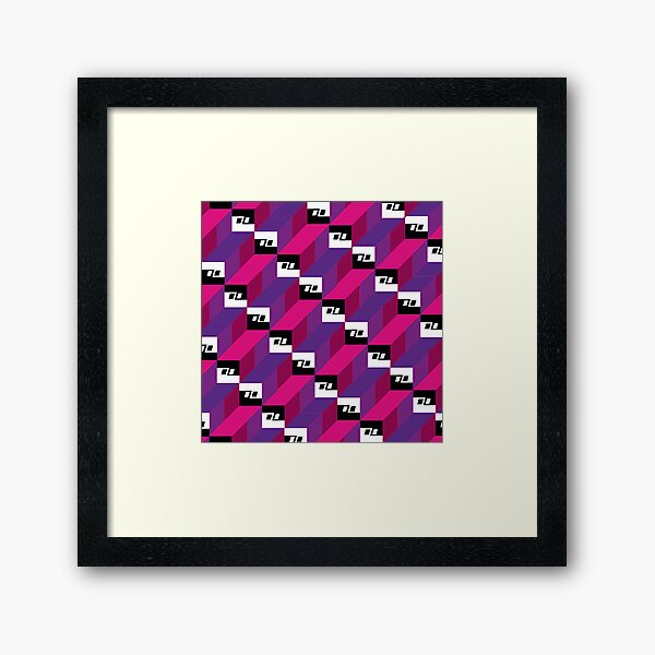 Yin yang geometric square pattern Framed Art Print
