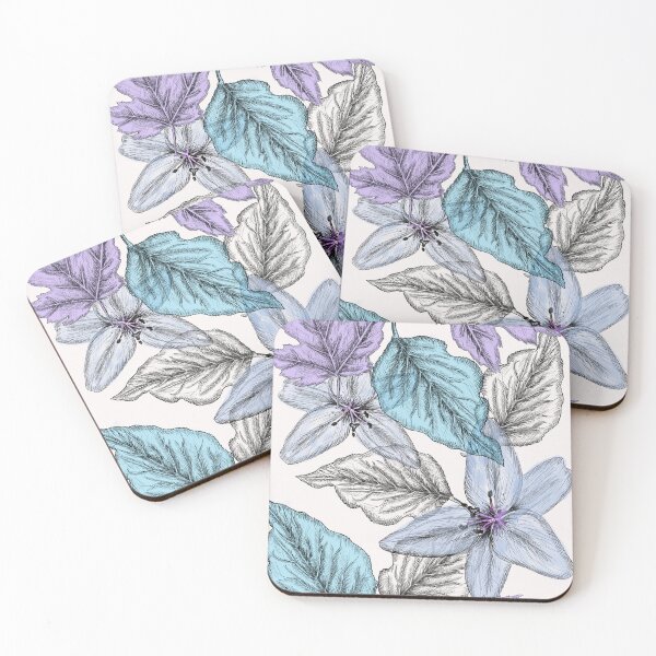 Item preview, Ink Lillies & Leaves Digital Art Pattern designed and sold by BirdsNatureArt.