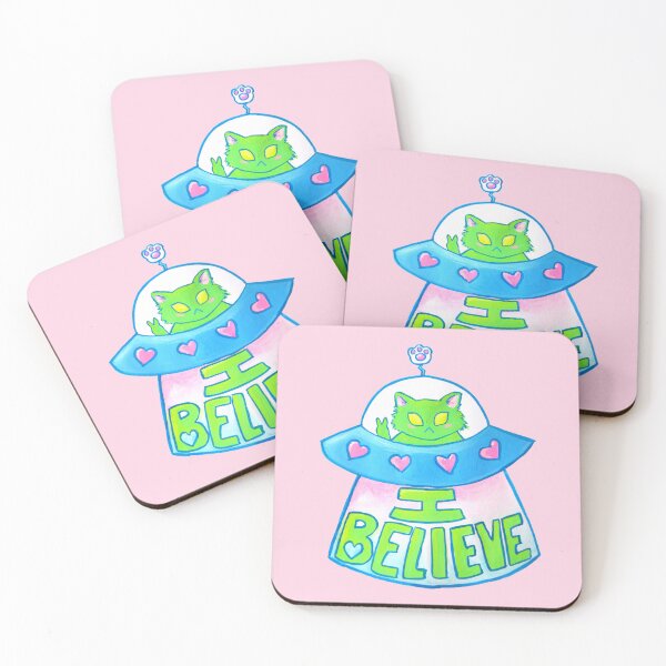 Item preview, "I Believe" Alien UFO Cat  designed and sold by janikiu.