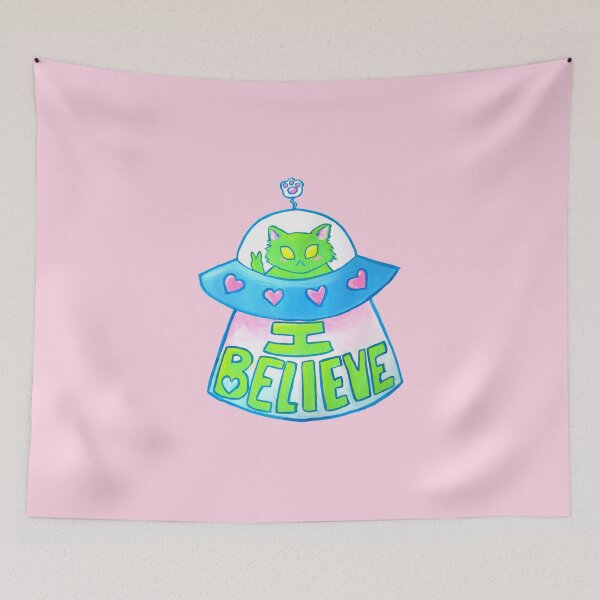 Item preview, "I Believe" Alien UFO Cat  designed and sold by janikiu.