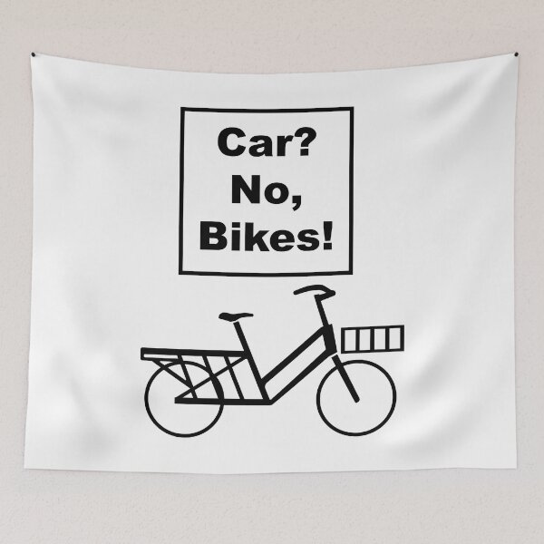 Item preview, Car? No, Bikes! Long tail Funny Joke pun cargo bike design designed and sold by Theokotos.