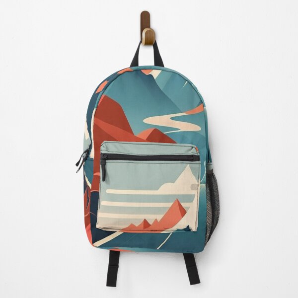 Item preview, Retro Red Mountain and Road Landscape designed and sold by AstraNovaStudio.