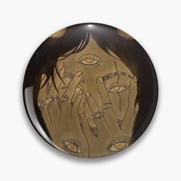 Item preview, All Seeing Eye Possessed Girl Hiding Inside - Gold Tone | DEMONSIZED designed and sold by Demonsized.