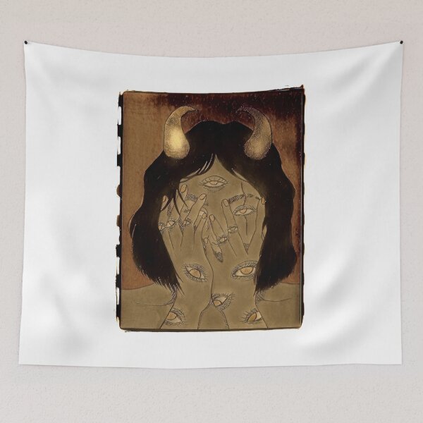 Item preview, All Seeing Eye Possessed Girl Hiding Inside - Gold Tone | DEMONSIZED designed and sold by Demonsized.