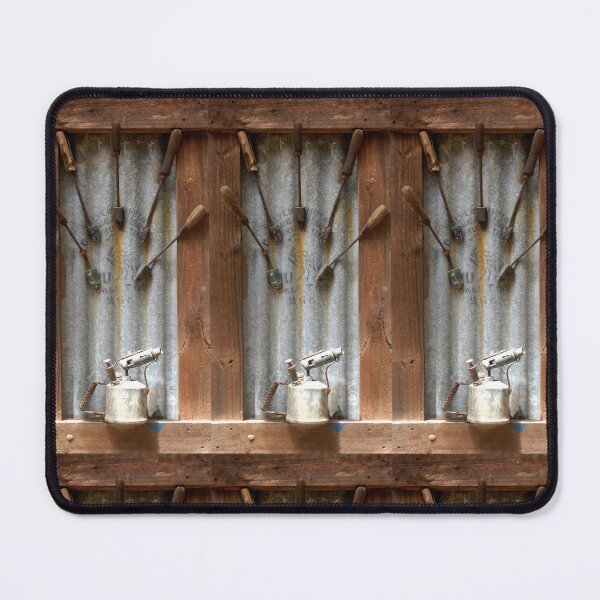 Item preview, Corrugated Iron, Blow torch and Tools in wooden frame by Adelaide artist Avril Thomas at Magpie Springs designed and sold by MagpieSprings.