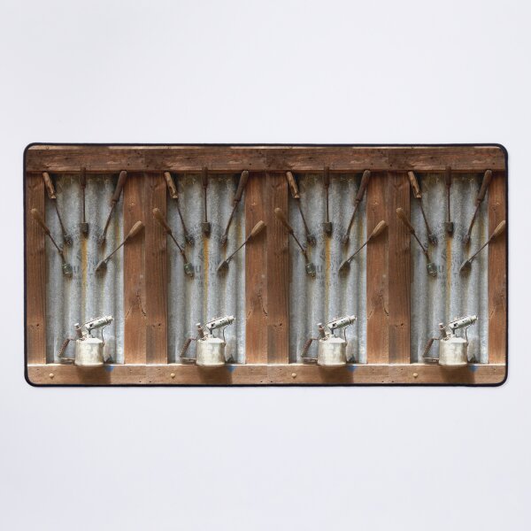 Item preview, Corrugated Iron, Blow torch and Tools in wooden frame by Adelaide artist Avril Thomas at Magpie Springs designed and sold by MagpieSprings.